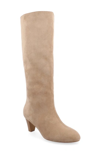 Journee Collection Jovey Tall Boots In Taupe Suede