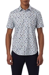 Bugatchi Miles Ooohcotton® Floral Short Sleeve Button-up Shirt In Classic Blue