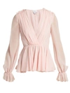 Giambattista Valli Gathered Silk Blouse In Light Pink