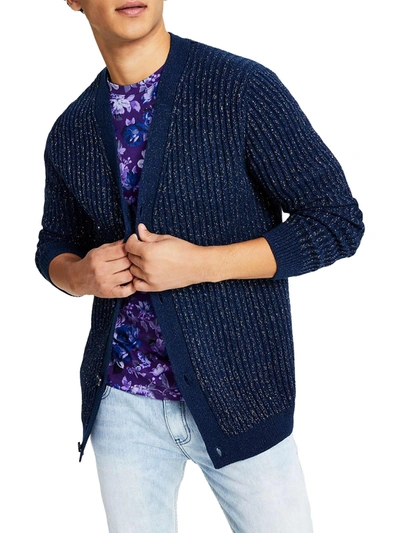 Inc Mens Metallic V-neck Cardigan Sweater In Multi
