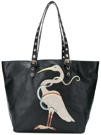 Red Valentino Red(v) Embroidered Oversized Tote - Black