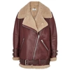 Acne Studios Velocite Shearling-lined Leather Jacket In Burgundy