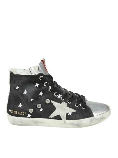 Golden Goose Sneakers "francy" In Jeans Effect Fabric Color Blue Petro In Black