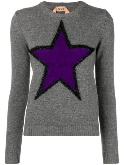 N°21 Nº21 Star Embroidered Sweater - Grey