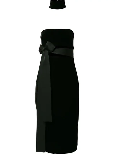 Alex Perry Imogen Velvet Neck Cuff Dress - Black