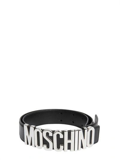 Moschino Belt With Logo Lettering In Nero