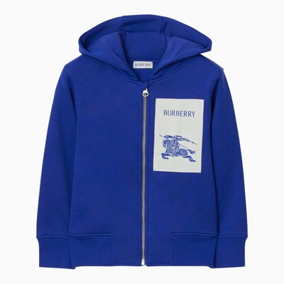 Burberry Kids' Blue Zipped Hoodie In White