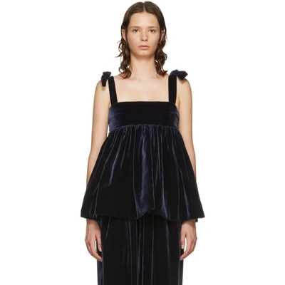 Cecilie Bahnsen Ssense Exclusive Navy Velvet Celina Tank 