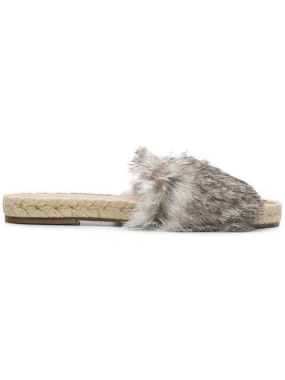 Solange Sandals Rabbit Fur Sliders In Neutrals