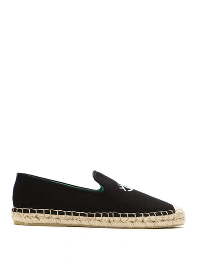 Blue Bird Shoes Look Embroidered Espadrilles In Black