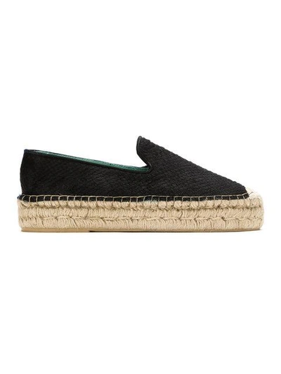 Blue Bird Shoes Escamas Flatform Espadrilles In Black