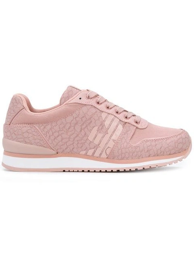 Emporio Armani Patterned Low-top Trainers In Pink