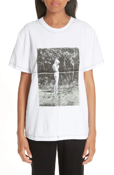 Eckhaus Latta Sculpture Graphic Lapped Seam Tee In White