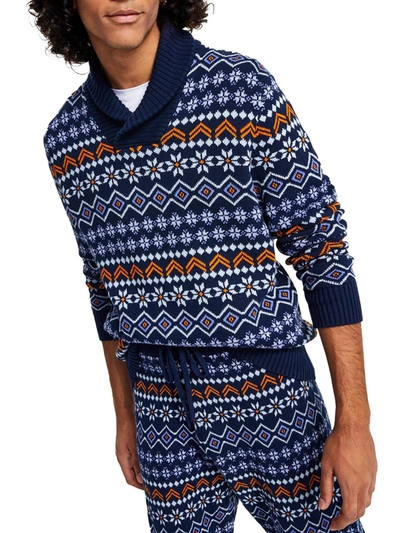 Sun + Stone Mens Cotton Shawl Neck Pullover Sweater In Multi