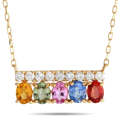 Non Branded Lb Exclusive 18k Yellow Gold 0.17ct Diamond And Multicolored Sapphire Necklace Mf15-103123
