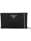 Prada Triangle Logo Padded Pouch In F0002 Nero