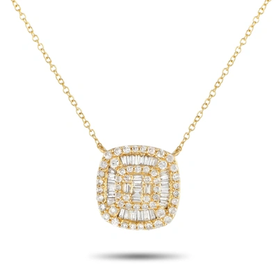 Non Branded Lb Exclusive 14k Yellow Gold 0.50ct Diamond Cluster Cushion Necklace Pn14750