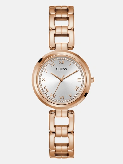 Guess Factory Rose Gold-tone Round Analog Watch In Multi