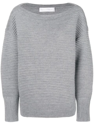 Victoria Victoria Beckham Ribbed Slash Neck Sweater In Grey