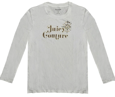 Juicy Couture Women's Bleached Bone Traditional Bling Classic Long Sleeve T-shirt L In Ivory In Multi