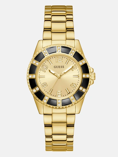 Guess Factory Gold-tone And Black Analog Watch In Multi