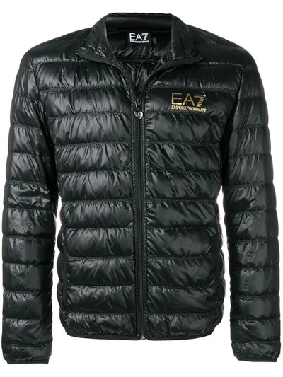 Ea7 Zipped Padded Jacket In Black