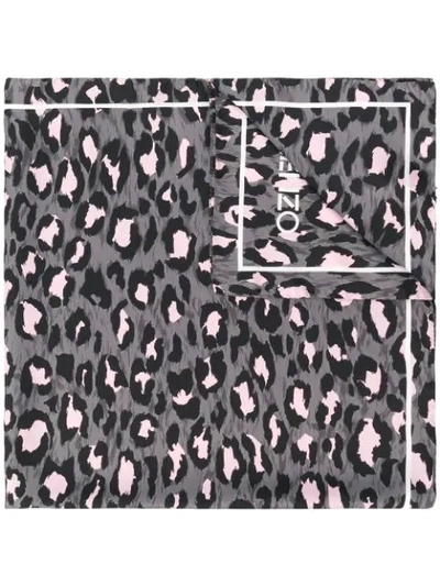 Kenzo Leopard Print Scarf - Grey