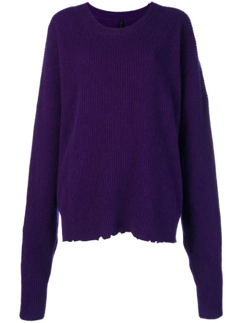 distressed crew neck sweater