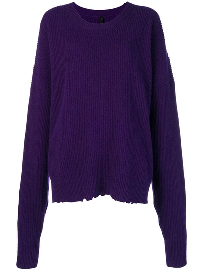 Ben Taverniti Unravel Project Oversized Distressed Crew-neck Jumper In Purple