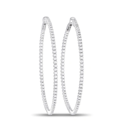 Non Branded Lb Exclusive 14k White Gold 1.70ct Diamond Inisde-out Hoop Earrings Mf05-101223