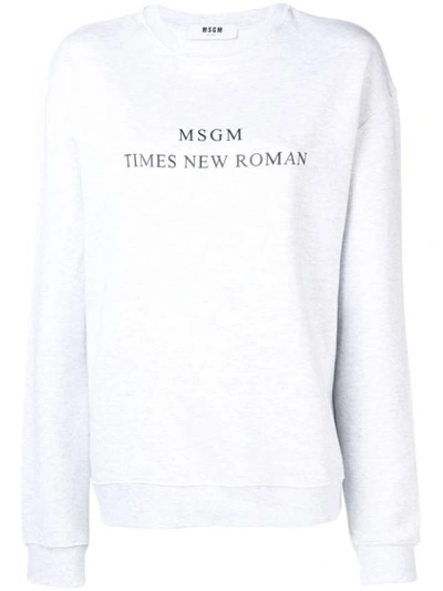 Msgm Times New Roman Sweatshirt In Grey