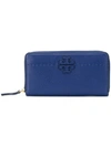 Tory Burch Mcgraw Zip Continental Wallet In Blue