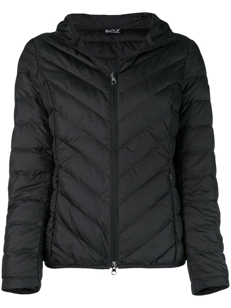 Ea7 Emporio Armani Basic Zipped Puffer Jacket - Black | ModeSens