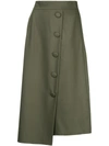 Liya Buttoned High Waisted Skirt - Green