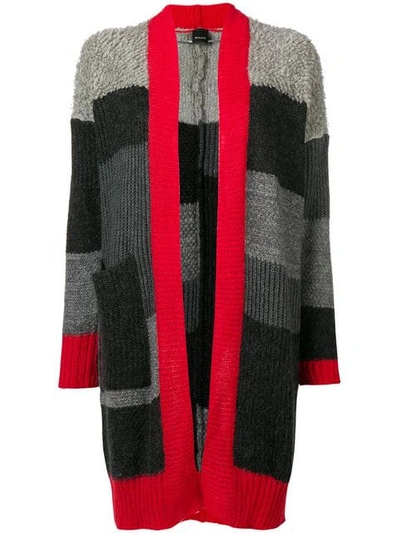 Pinko Long Striped Cardigan In Grey