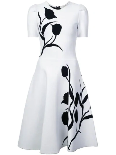 Carolina Herrera Tulip Intarsia Knit Dress - White