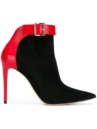 Alexander Mcqueen Contrast Ankle Strap Boots In Black