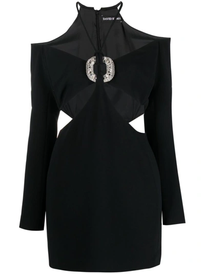 David Koma Rhinestone-embellishment Cut-out-detail Dress In Black