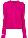 Erika Cavallini Cable Knit Cut-out Sweater - Pink & Purple