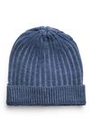 Saachi Slouchy Rib Knit Beanie In Denim