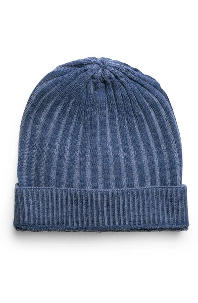 Saachi Slouchy Rib Knit Beanie In Denim