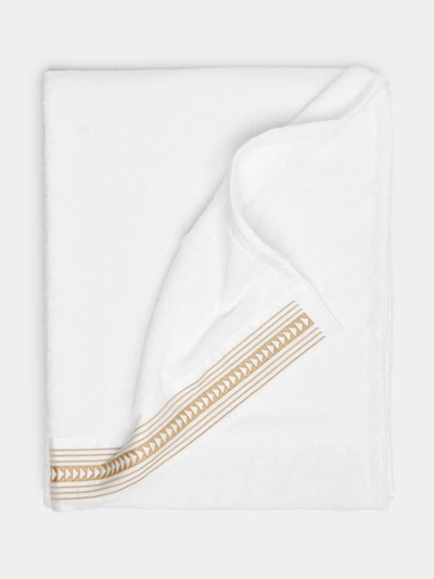 Loretta Caponi Arrows Embroidered Cotton Bath Towel In White