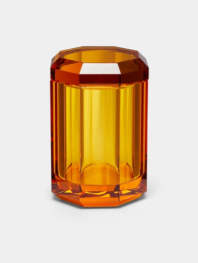 Decor Walther Cut Crystal Lidded Jar In Orange