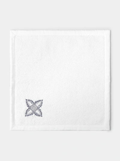 Loretta Caponi Foliage Embroidered Cotton Washcloth In White
