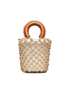 Staud White And Brown Moreau Macrame And Leather Bucket Bag