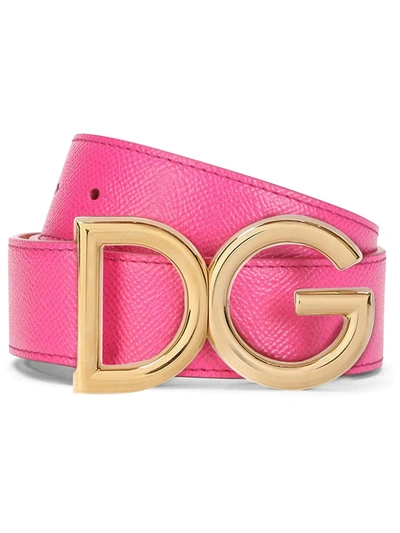 Dolce & Gabbana Reversible Logo-buckle Belt In Pink