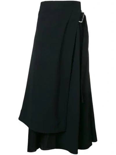 Victoria Beckham Pleat Panel Wrap Skirt In Black