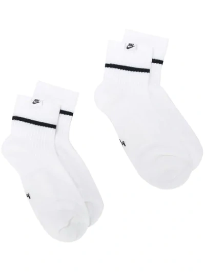 Nike Ribbed Ankle Socks In White