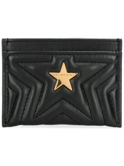 Stella Mccartney Star Faux Leather Card Case In Black