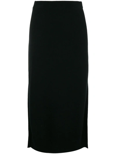 Pringle Of Scotland Knitted Midi Skirt In Black